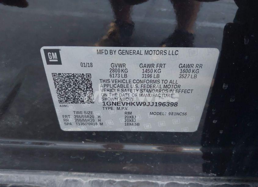 Photo 9 of 2018 Chevrolet Traverse 3LT (VIN 1GNEVHKW9JJ196398)