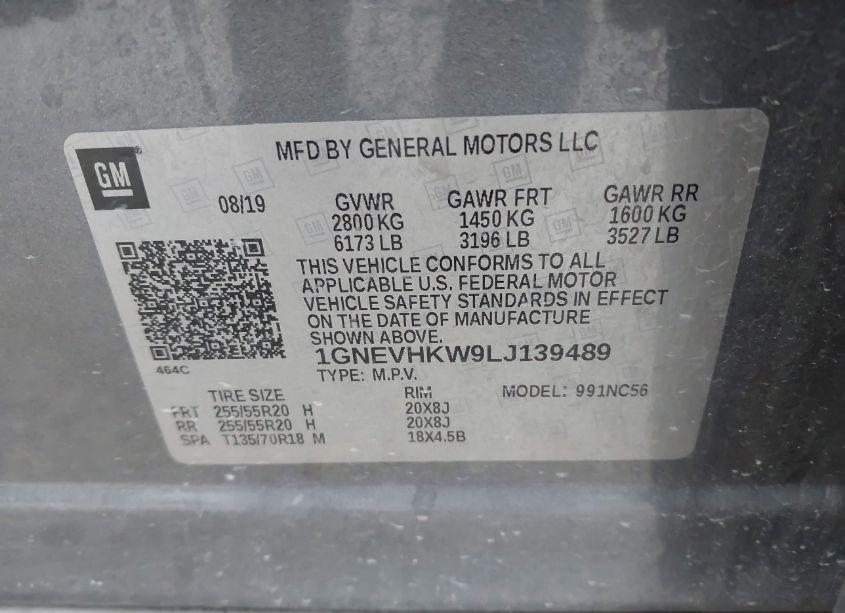 Photo 9 of 2020 Chevrolet Traverse AWD LT LEATHER (VIN 1GNEVHKW9LJ139489)