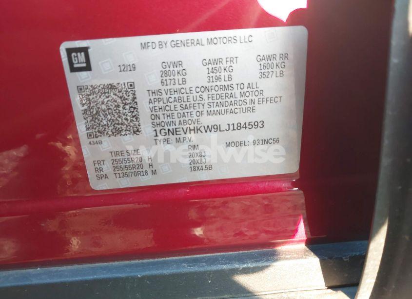 Photo 9 of 2020 Chevrolet Traverse AWD LT LEATHER (VIN 1GNEVHKW9LJ184593)