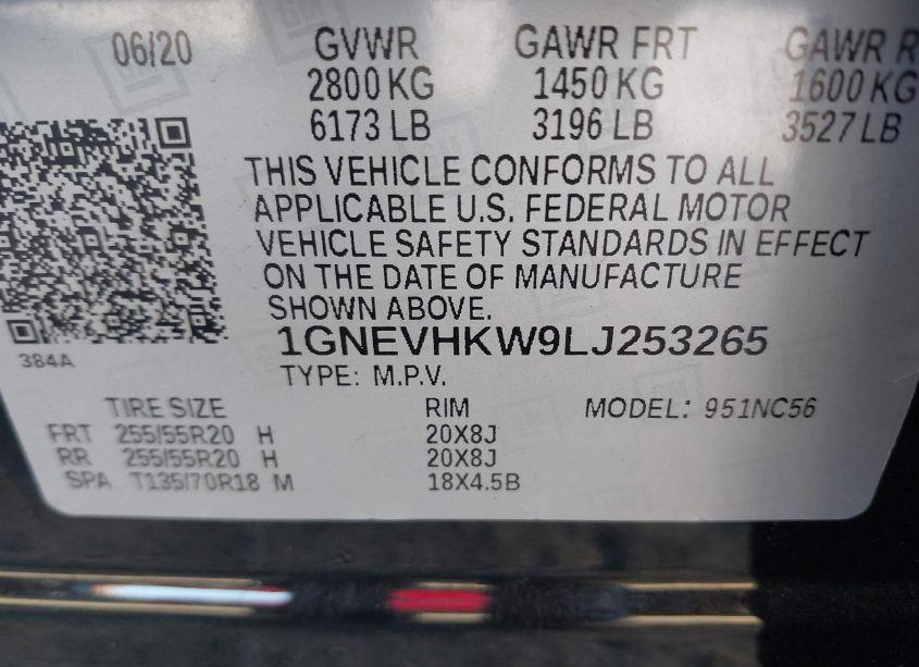 Photo 9 of 2020 Chevrolet Traverse AWD LT LEATHER (VIN 1GNEVHKW9LJ253265)