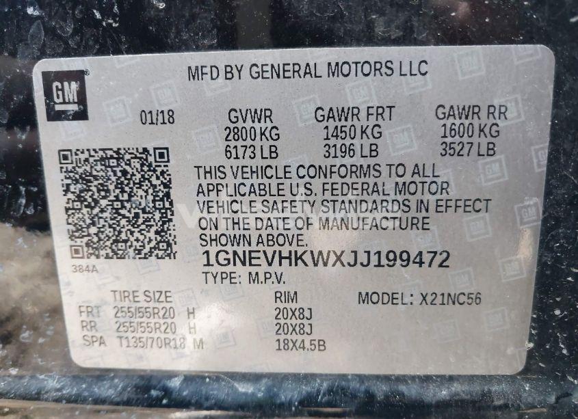 Photo 9 of 2018 Chevrolet Traverse 3LT (VIN 1GNEVHKWXJJ199472)