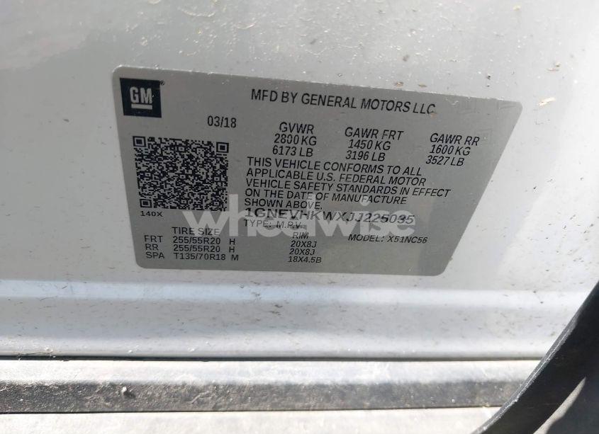 Photo 9 of 2018 Chevrolet Traverse 3LT (VIN 1GNEVHKWXJJ225035)