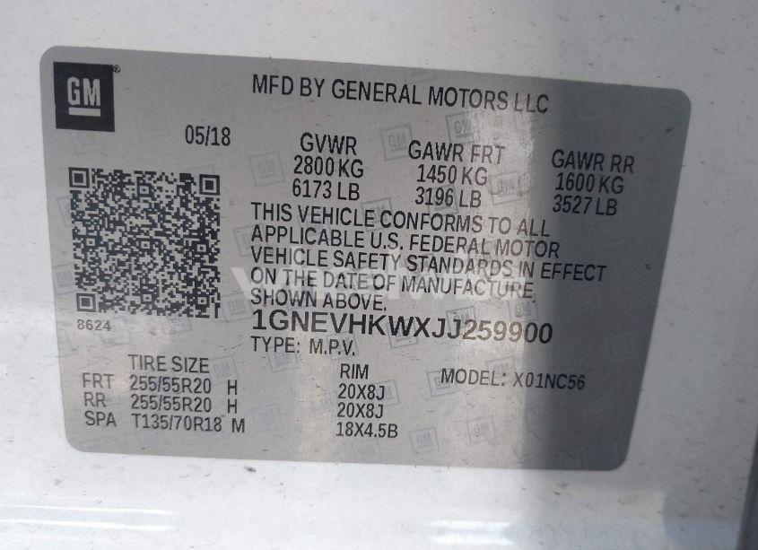 Photo 9 of 2018 Chevrolet Traverse 3LT (VIN 1GNEVHKWXJJ259900)