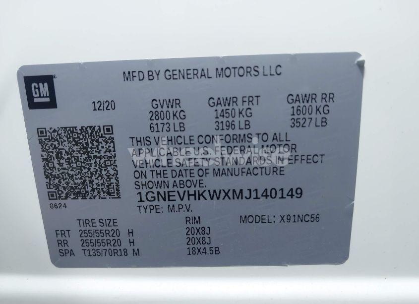 Photo 9 of 2021 Chevrolet Traverse AWD LT LEATHER (VIN 1GNEVHKWXMJ140149)