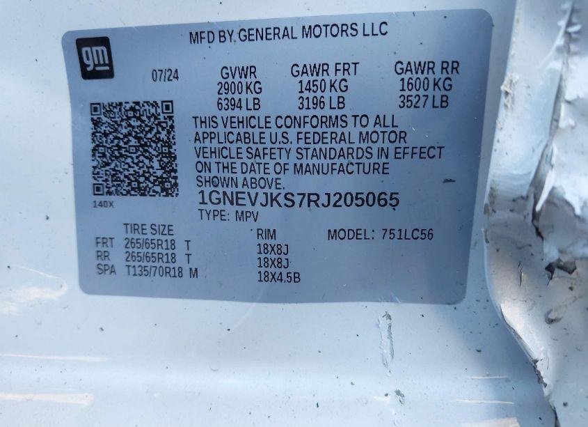 Photo 9 of 2024 Chevrolet Traverse AWD Z71 (VIN 1GNEVJKS7RJ205065)