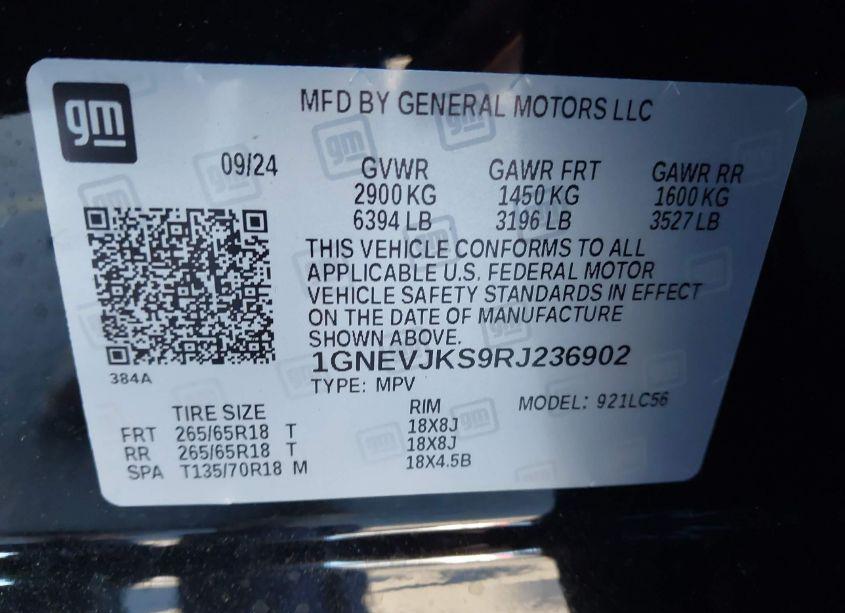 Photo 9 of 2024 Chevrolet Traverse AWD Z71 (VIN 1GNEVJKS9RJ236902)