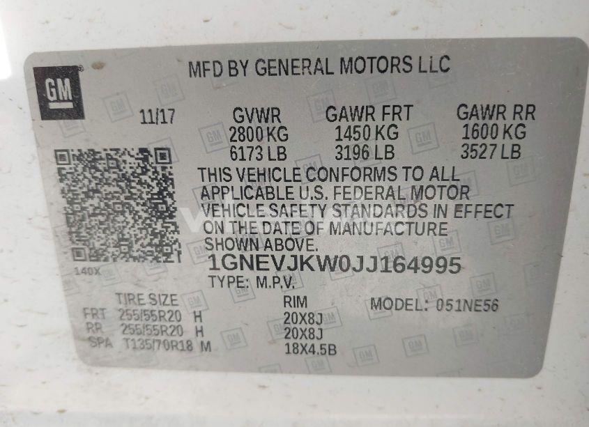 Photo 9 of 2018 Chevrolet Traverse PREMIER (VIN 1GNEVJKW0JJ164995)