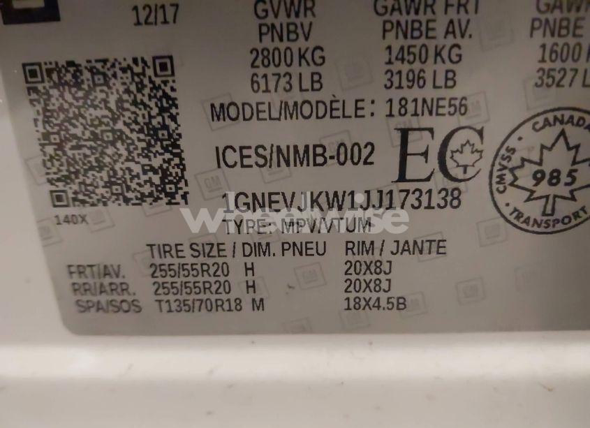 Photo 9 of 2018 Chevrolet Traverse PREMIER (VIN 1GNEVJKW1JJ173138)