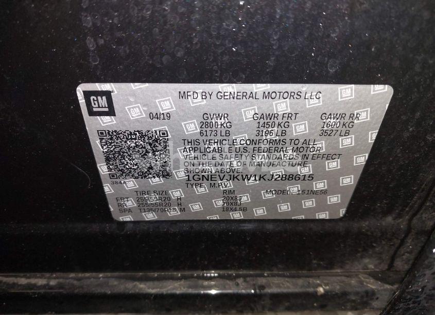 Photo 9 of 2019 Chevrolet Traverse HIGH COUNTRY (VIN 1GNEVJKW1KJ288615)