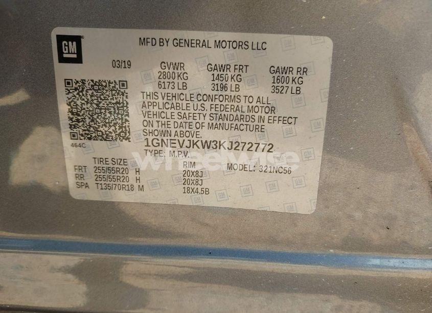 Photo 9 of 2019 Chevrolet Traverse RS (VIN 1GNEVJKW3KJ272772)