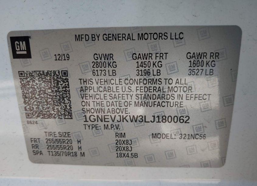 Photo 9 of 2020 Chevrolet Traverse AWD RS (VIN 1GNEVJKW3LJ180062)