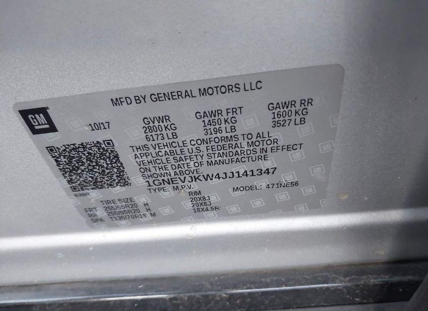 Photo 9 of 2018 Chevrolet Traverse PREMIER (VIN 1GNEVJKW4JJ141347)