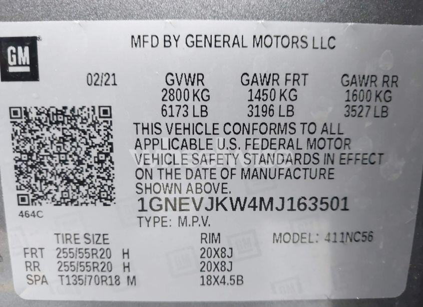 Photo 9 of 2021 Chevrolet Traverse AWD RS (VIN 1GNEVJKW4MJ163501)