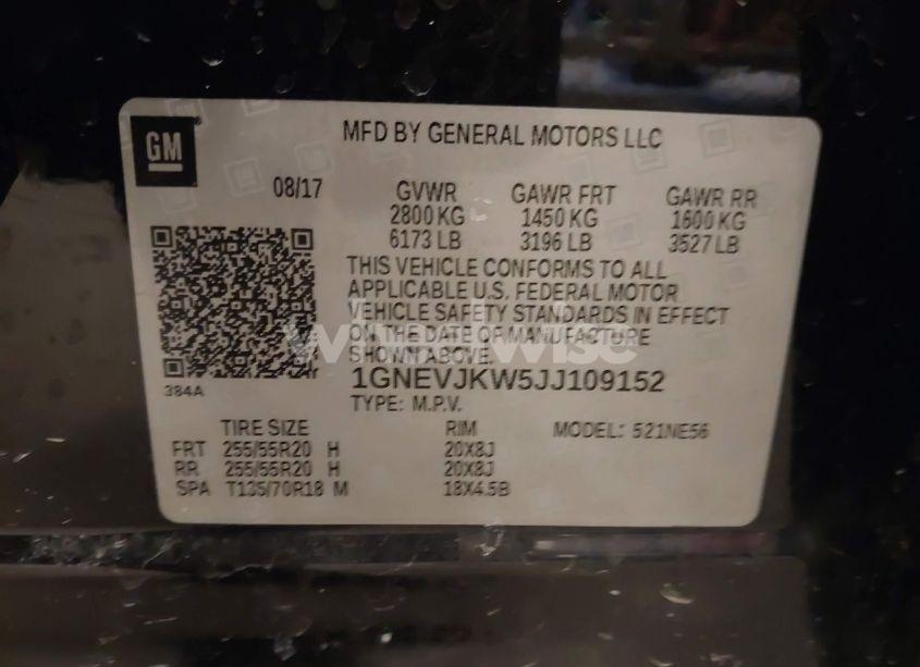 Photo 9 of 2018 Chevrolet Traverse PREMIER (VIN 1GNEVJKW5JJ109152)