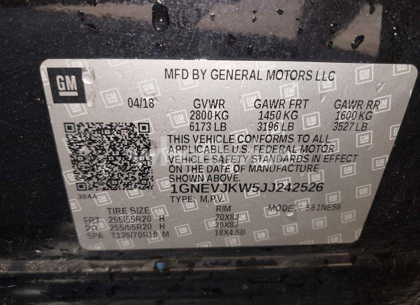 Photo 9 of 2018 Chevrolet Traverse PREMIER (VIN 1GNEVJKW5JJ242526)