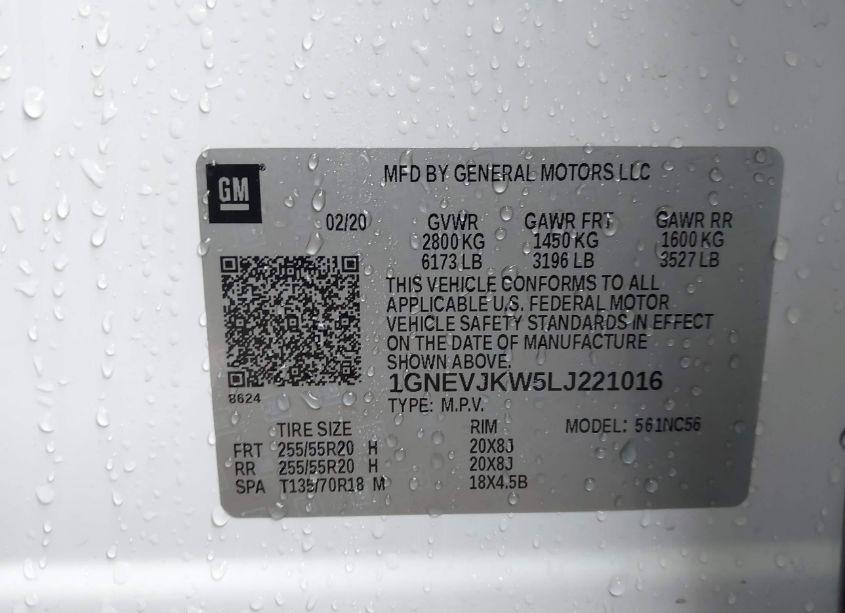 Photo 9 of 2020 Chevrolet Traverse AWD RS (VIN 1GNEVJKW5LJ221016)