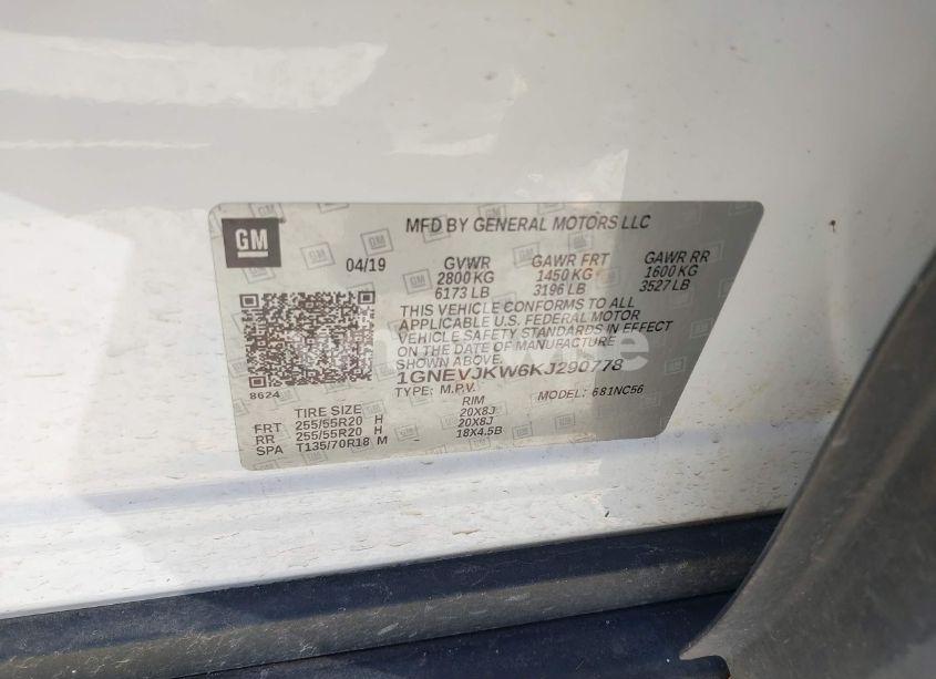 Photo 9 of 2019 Chevrolet Traverse RS (VIN 1GNEVJKW6KJ290778)