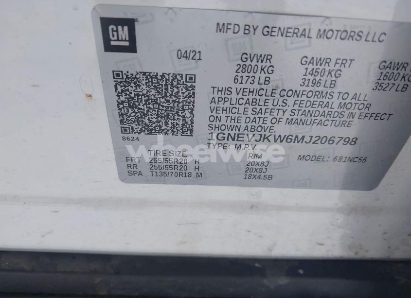 Photo 9 of 2021 Chevrolet Traverse AWD RS (VIN 1GNEVJKW6MJ206798)