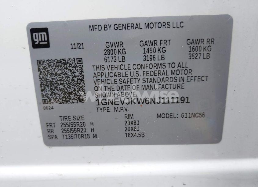 Photo 9 of 2022 Chevrolet Traverse AWD RS (VIN 1GNEVJKW6NJ111191)