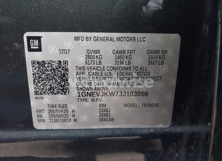 Photo 9 of 2018 Chevrolet Traverse PREMIER (VIN 1GNEVJKW7JJ103059)