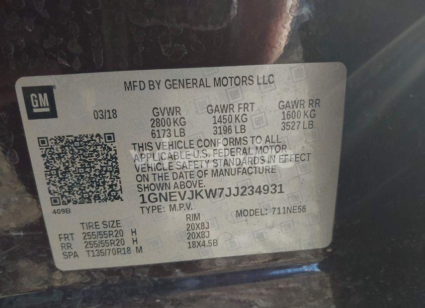 Photo 9 of 2018 Chevrolet Traverse PREMIER (VIN 1GNEVJKW7JJ234931)