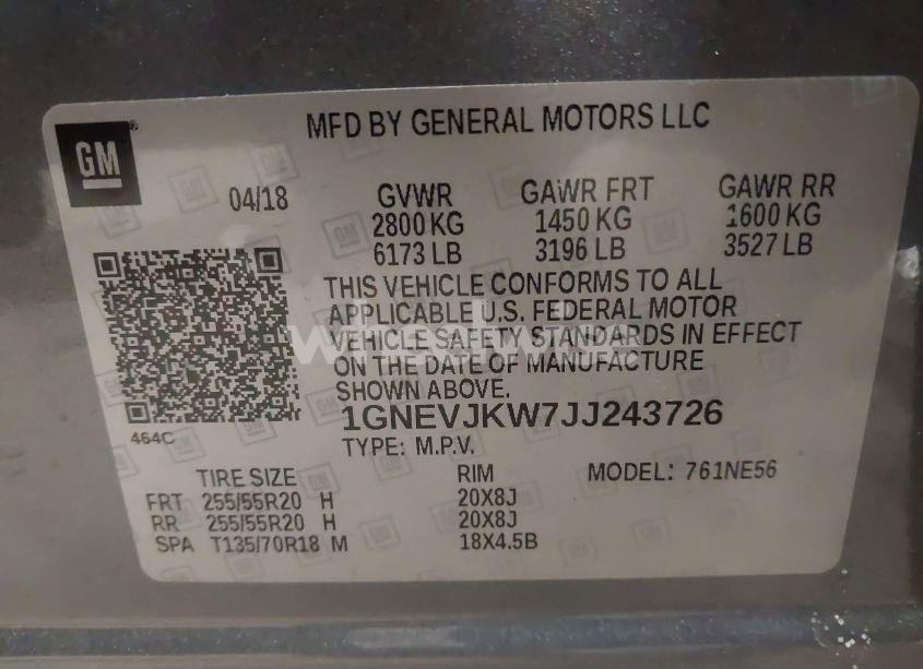 Photo 9 of 2018 Chevrolet Traverse PREMIER (VIN 1GNEVJKW7JJ243726)