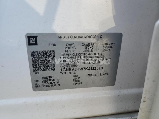 2019 CHEVROLET TRAVERSE HIGH COUNTRY (VIN 1GNEVJKW7KJ111518) main photo