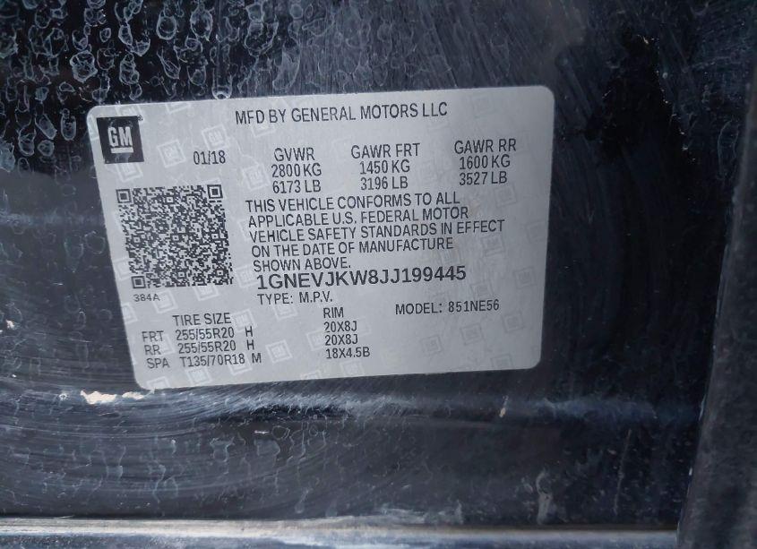 Photo 9 of 2018 Chevrolet Traverse PREMIER (VIN 1GNEVJKW8JJ199445)