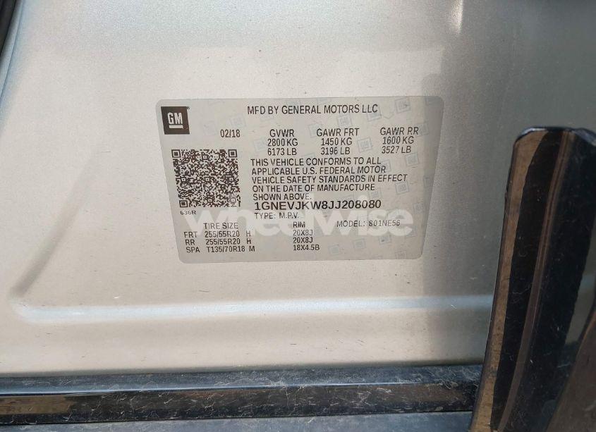 Photo 9 of 2018 Chevrolet Traverse PREMIER (VIN 1GNEVJKW8JJ208080)