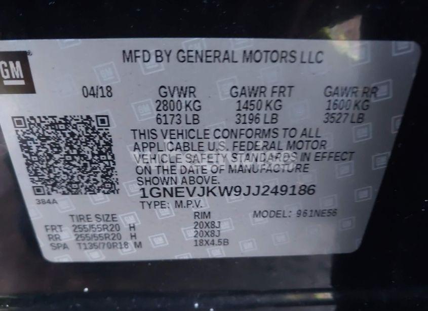 Photo 9 of 2018 Chevrolet Traverse PREMIER (VIN 1GNEVJKW9JJ249186)