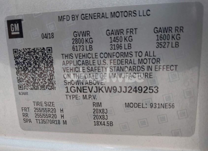 Photo 9 of 2018 Chevrolet Traverse PREMIER (VIN 1GNEVJKW9JJ249253)