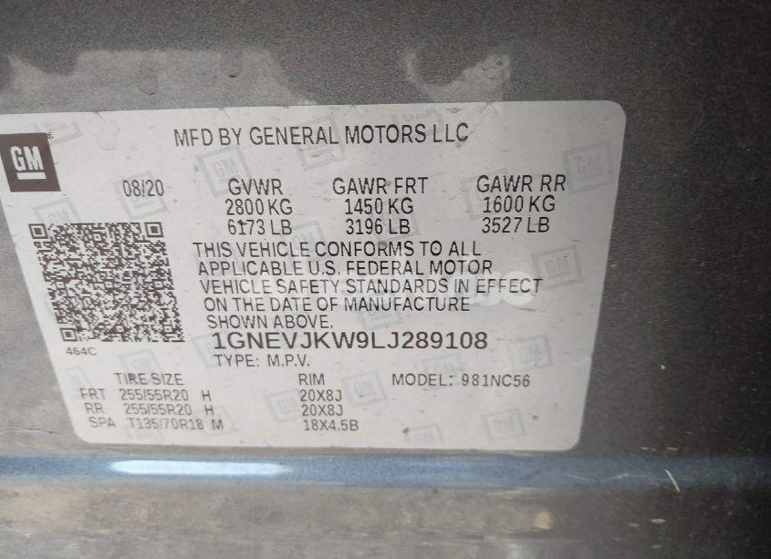 Photo 9 of 2020 Chevrolet Traverse AWD RS (VIN 1GNEVJKW9LJ289108)