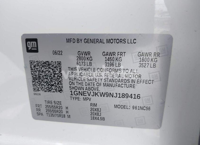 Photo 9 of 2022 Chevrolet Traverse AWD RS (VIN 1GNEVJKW9NJ189416)