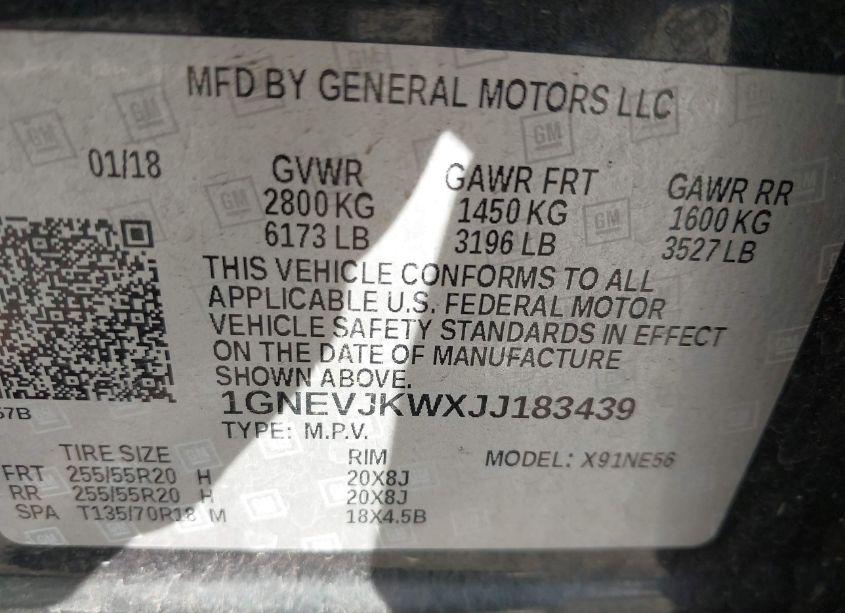 Photo 9 of 2018 Chevrolet Traverse PREMIER (VIN 1GNEVJKWXJJ183439)