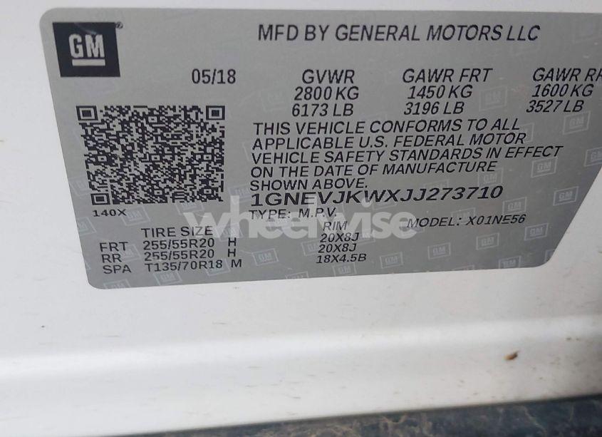 Photo 9 of 2018 Chevrolet Traverse PREMIER (VIN 1GNEVJKWXJJ273710)