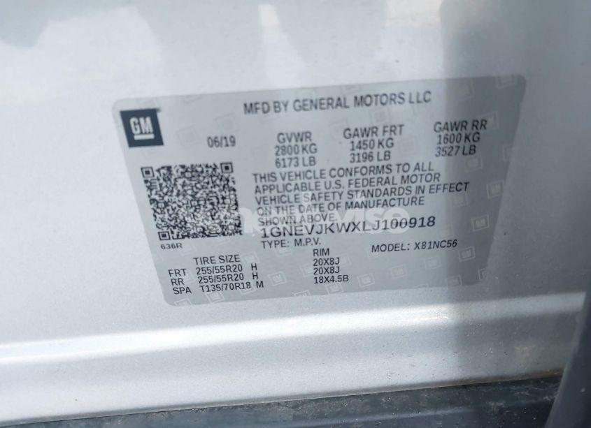 Photo 9 of 2020 Chevrolet Traverse AWD RS (VIN 1GNEVJKWXLJ100918)