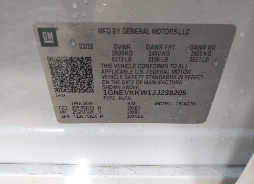 Photo 9 of 2018 Chevrolet Traverse HIGH COUNTRY (VIN 1GNEVKKW1JJ238205)