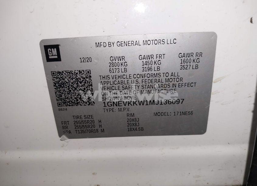 Photo 9 of 2021 Chevrolet Traverse AWD PREMIER (VIN 1GNEVKKW1MJ136097)