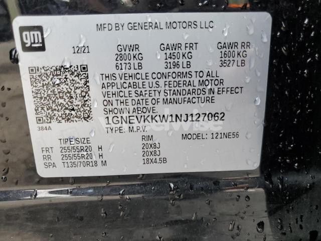 Photo 10 of 2022 CHEVROLET TRAVERSE PREMIER (VIN 1GNEVKKW1NJ127062)