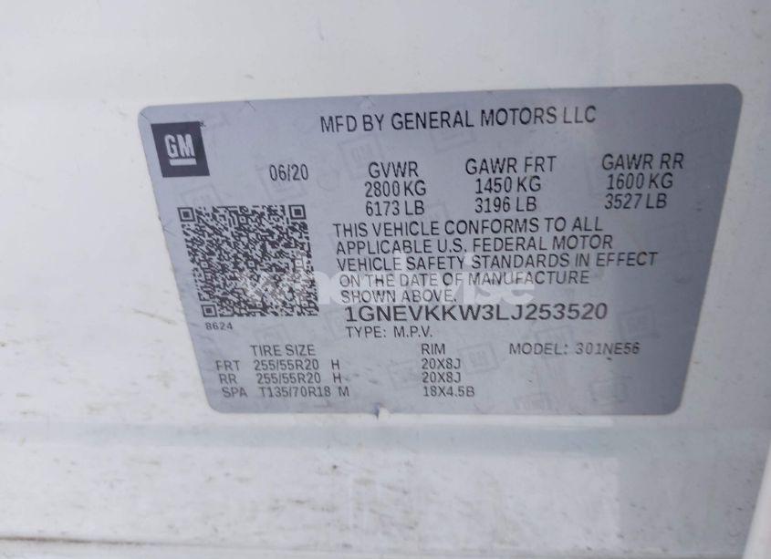 Photo 9 of 2020 Chevrolet Traverse AWD PREMIER (VIN 1GNEVKKW3LJ253520)