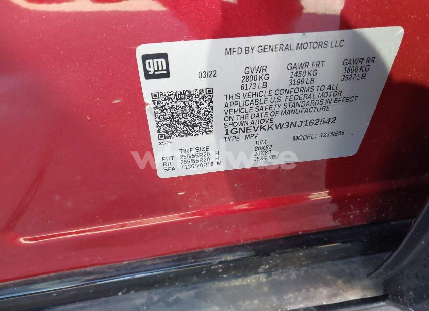 Photo 9 of 2022 Chevrolet Traverse AWD PREMIER (VIN 1GNEVKKW3NJ162542)