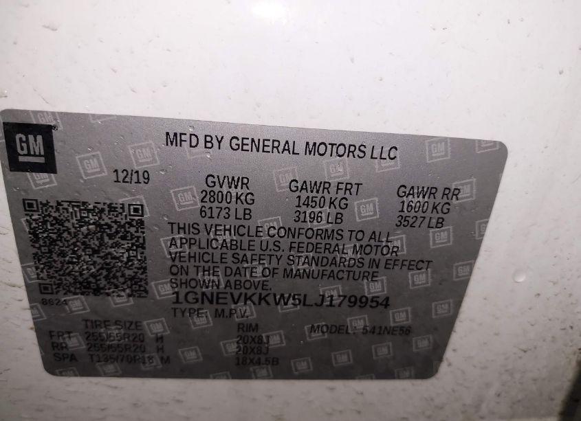 Photo 9 of 2020 Chevrolet Traverse AWD PREMIER (VIN 1GNEVKKW5LJ179954)