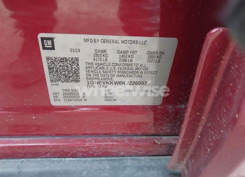 Photo 9 of 2019 Chevrolet Traverse PREMIER (VIN 1GNEVKKW6KJ226097)