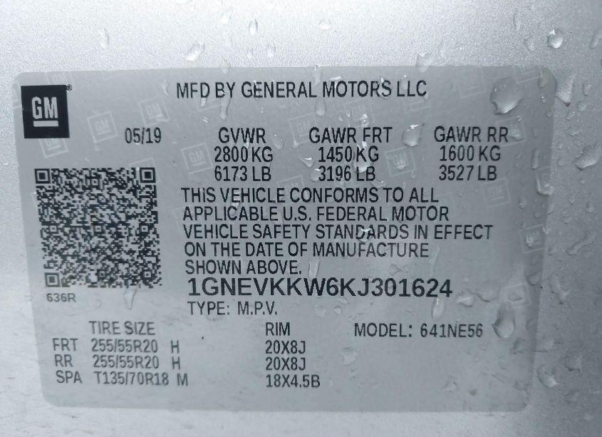 Photo 9 of 2019 Chevrolet Traverse PREMIER (VIN 1GNEVKKW6KJ301624)