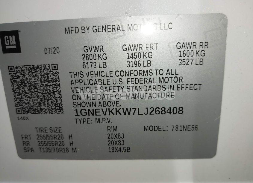 Photo 9 of 2020 Chevrolet Traverse AWD PREMIER (VIN 1GNEVKKW7LJ268408)