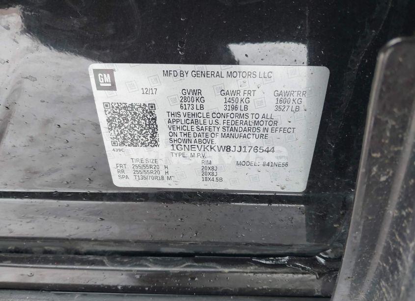 Photo 9 of 2018 Chevrolet Traverse HIGH COUNTRY (VIN 1GNEVKKW8JJ176544)