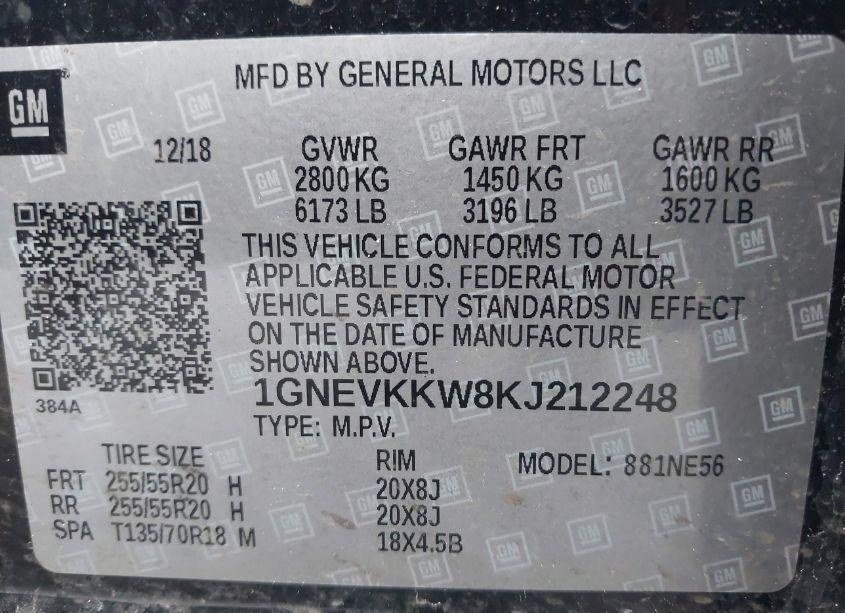 Photo 9 of 2019 Chevrolet Traverse PREMIER (VIN 1GNEVKKW8KJ212248)