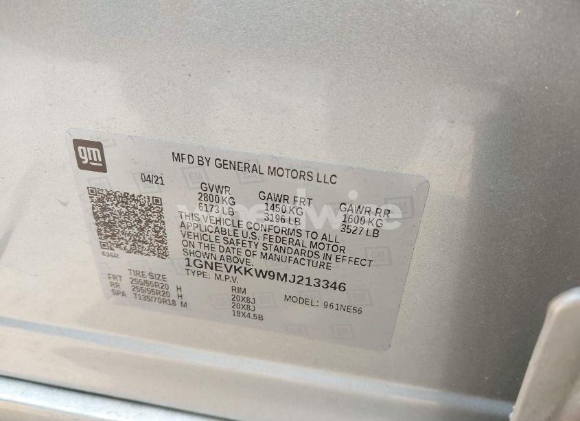 Photo 9 of 2021 Chevrolet Traverse AWD PREMIER (VIN 1GNEVKKW9MJ213346)