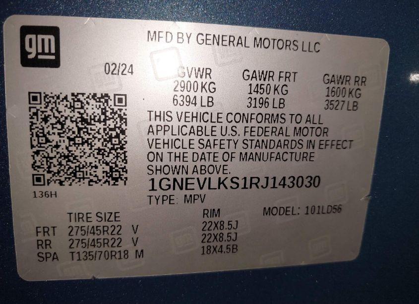 Photo 9 of 2024 Chevrolet Traverse AWD RS (VIN 1GNEVLKS1RJ143030)