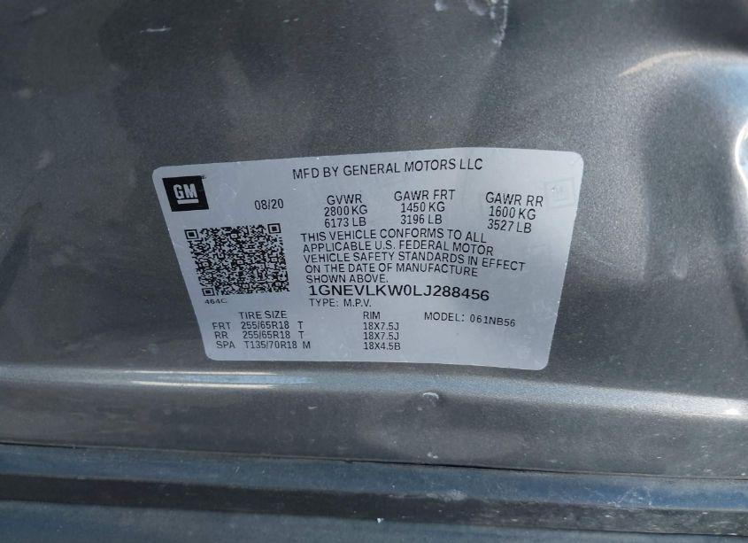 Photo 9 of 2020 Chevrolet Traverse AWD 1FL (VIN 1GNEVLKW0LJ288456)